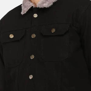 WARPRO INDUSTRY Men's Black Denim <b>Jacket</b> Turn-down Collar Casual Autumn Wear Windproof Regular Fit Single Breasted Eco-friendly - Product Image 4