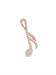 SHRAMAN DIAMOND Collar con Colgante Minimalista de Nota Musical en Oro Sólido de 14K con Piedra Natural Brillante, Unisex, para Enamorados - Product Image 3