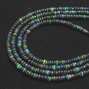 Cuentas de Ópalo Negro Natural Etíope, Rondelle Liso de 3-5mm, Tratado Ahumado, 16 Pulgadas de Largo, Perforado en el Centro, para Fabricación de Joyas - Product Image 6