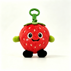 Customized red strawberry stuffed,Smiling strawberry plush,keychain with green clip,bag charm Cute strawberry character - Product Image 5