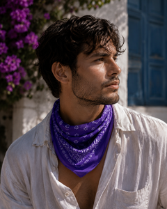 Bandanas en coton de luxe, roulées à la main, avec motifs floraux/à carreaux/unis pour hommes et femmes, en gros - Product Image 2
