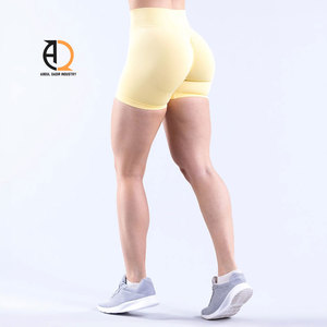 High Quality Custom Workout Shorts for Women High <b>Cross</b> Waist Scrunch Butt Lifting Tummy Control Yoga Athletic Biker Shorts - Product Image 4