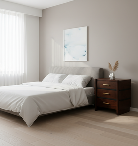 Mesita de Noche Moderna Ecológica de Madera Maciza de Mango con 3 Cajones, Plegable e Inflable, Muebles para Dormitorio - Product Image 3