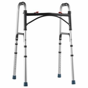 Deambulatore pieghevole a 2 pulsanti con altezza regolabile su 8 livelli e maniglie in alluminio resistente - Product Image 6