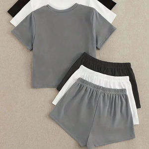 Ensembles d'été personnalisés de haute qualité, t-shirts unisexes, vente en gros, ensembles de shorts de sport pour femmes, ensemble de 2 pièces, vêtements pour femmes - Product Image 1