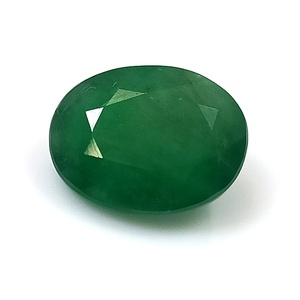 Émeraude verte naturelle authentique de Zambie de 7,70 carats, coupe ovale opaque, pierre précieuse facettée, effet de couleur saphir, Gemmes Internationales - Product Image 1