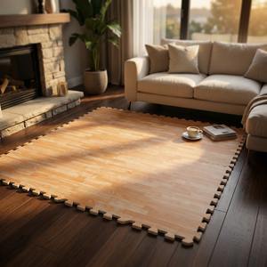 Alfombra de espuma EVA con diseño de madera de 60x60cm x 10mm – Suelo suave entrelazado para sala de estar y uso doméstico - Product Image 1