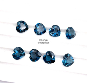 พลอยโทแพซสีน้ำเงินลอนดอนธรรมชาติขนาด 10 มม. รูปหัวใจเจียระไนแบบเหลี่ยมเพชรพลอย สำหรับทำเครื่องประดับ พลอยโทแพซสีน้ำเงินขายส่งจำนวนมาก - Product Image 6