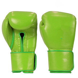 Gants de boxe en cuir véritable sur mesure, vert uni, pour entraînement professionnel, sparring, équipement de Muay Thai, OEM - Product Image 1