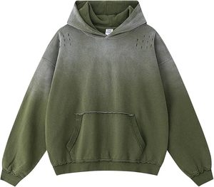 Sweat-shirt à capuche surdimensionné pour homme, vert uni, 100% coton, tissu éponge français, style décontracté d'hiver, design avec poche, respirant, écologique - Product Image 1