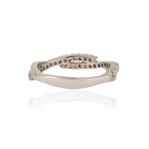 Trendy Minimal Design 925 <b>Sterling</b> <b>Silver</b> Round Cut Natural Orange Sapphire & Diamond Twisted <b>Band</b> <b>Ring</b> For Women - Product Image 6