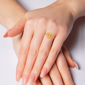 18K Yellow Gold Ring Luxury Heart Shape Floral Gold Ring for Women Delicate Everyday Fashion Jewelry <b>Gift</b> - Product Image 2