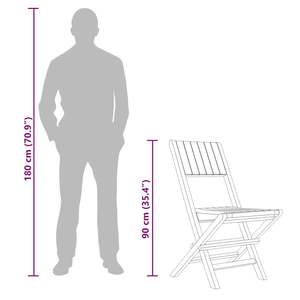 Ensemble de 6 chaises de jardin pliantes en teck massif naturel, taille moyenne - Product Image 6