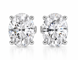 Boucles d'oreilles clous en or jaune 9K avec diamant de laboratoire taille ovale, sertissage griffe, certifiées IGI, plaquées rhodium, pour cadeau femme - Product Image 5