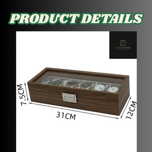 Luxury Wooden Watch Box for 6 Watches Hanging Tabletop Options Modern Watch Organizer Glass Display <b>Top</b> Eco-Friendly Durable - Product Image 6