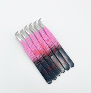 Pinzas de pestañas profesionales de volumen de bota delgada personalizadas, sujeción fuerte y duradera, de 10mm de etiqueta privada extensiones de pestañas, fibra sostenible - Product Image 3