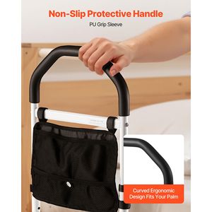Sponda letto regolabile in altezza per supporto anziani, corrimano in PU con tubo in acciaio al carbonio - Product Image 5