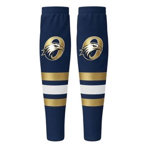 Men Navy Blue Gold Hockey <b>Socks</b> Polyester Athletic Sports <b>Socks</b> Team Uniform <b>Long</b> <b>Socks</b> Training Match Wear Performance Clothing - Product Image 1