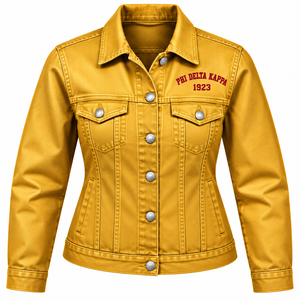 Chaqueta de Mezclilla Roja para Mujer PDK con Elegante Bordado en el Pecho, Cierre de Botones, Cuello Clásico y Corte Ajustado Informal - Product Image 6