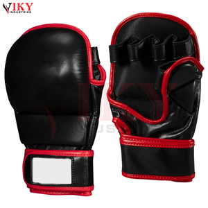 Bon Fournisseur, Gants de Grappling et de Sparring MMA en Cuir Synthétique Robuste, Service OEM ODM, Haute Performance, Bordure Noire et Rouge - Product Image 2