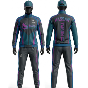 Conjunto Deportivo de Béisbol para Mujer, 280 GSM, Felpa de Poliéster Premium, Diseño con Paneles en Verde Azulado y Gris, Sublimación, Bordado, Logotipo Personalizado - Product Image 3