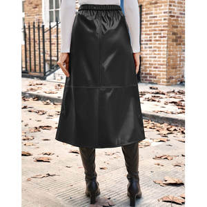 Faldas de Piel Sintética para Mujer 2026, Falda de Cintura Alta con Corte en A, Falda Midi Otoño Invierno, Más Vendida - Product Image 3