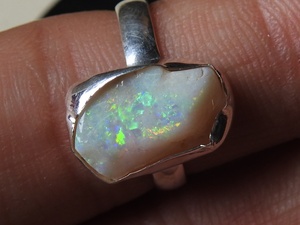 Anillo Clásico de Plata con Ópalo Australiano Natural Pulido en Bruto para Engaste, Regalo de Boda para Ella, Nueva Llegada - Product Image 4