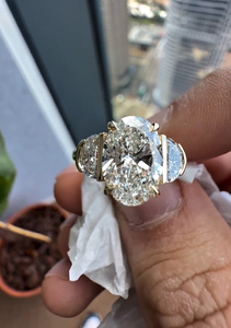 Oval Cut Lab Grown Diamond Three Stone IGI Certified VVS2 14K Yellow Gold Engagement Party Wedding <b>Ring</b> <b>Statement</b> Bridal <b>Ring</b> - Product Image 6