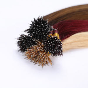 Plano europeo y virgen ombre nano bead micro Loop k i u queratina extensiones de punta plana cabello humano rizado - Product Image 2