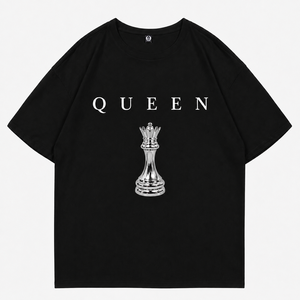 T-shirt décontracté pour homme à manches courtes coupe classique, motif Roi d'échecs, personnalisable OEM, blanc, col rond, 100% coton mélangé, respirant, écologique - Product Image 3