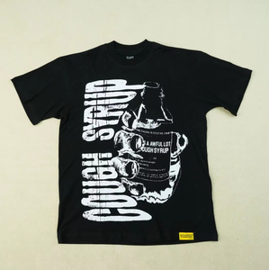 T-shirt noir imprimé pour homme « That's a Awful Lot Cough Syrup », manches courtes, col rond, décontracté, en jersey de coton, coupe régulière, grammage lourd 300g - Product Image 5