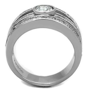 TK1525-High Polished Stainless Steel <b>Ring</b> with AAA Grade CZ Clear-Dishes & <b>Plates</b> - Product Image 3