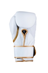Gants de boxe en cuir blanc avec garniture dorée et fermeture Velcro pour adultes - Product Image 5