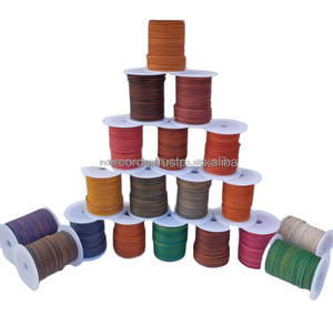 Cordón de cuero redondo azul cielo antiguo de 8mm con cuentas hechas a mano de 2mm y 3mm para creación de accesorios de joyería de cuero Vintage - Product Image 4