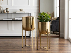 Macetas de Metal Doradas con Soportes Extraíbles, Elegantes Porta Macetas Decorativos, Modernos Exhibidores de Plantas para Interiores - Product Image 5