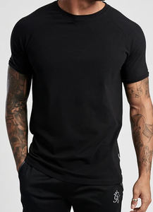 <b>100</b>% <b>Polyester</b> Regular Fit Black Knitted T-<b>shirt</b> Short Sleeve O-Neck Breathable Gym Wear Men's Solid Color Custom Printed Top - Product Image 4