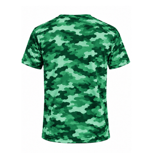 Camiseta de Camuflaje Verde Esmeralda para Hombre, Manga Corta, Cuello Redondo, Estampado de Camuflaje, para Entrenamiento Físico, Running, Ejercicio, Ropa Deportiva de Alto Rendimiento - Product Image 2