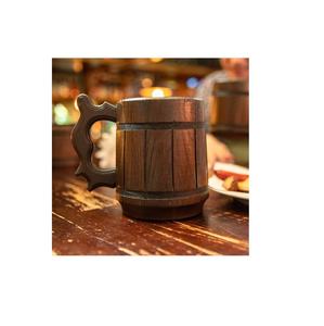 Handmade Wooden <b>Beer</b> Mug Dragon Handle Vintage Style Bar Accessory Classic Design Men Eco-Friendly CE Certified Microwave Lid - Product Image 1