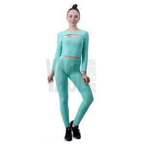 <b>Women</b>’s Workout Set High Waist Yoga <b>Leggings</b> Crop Top 2 Piece Stretch Seamless Gym Fitness Running Training Activewear OEM ODM - Product Image 5