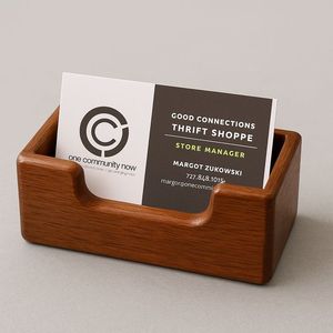 Portatarjetas de visita de madera, organizador de escritorio minimalista rectangular, suministros de oficina multiusos - Product Image 1