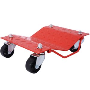 Chariot de manutention robuste à 4 roues, capacité 6000 lbs, avec piquets rouges, pour déplacement de voitures et chariots de manutention - Product Image 6