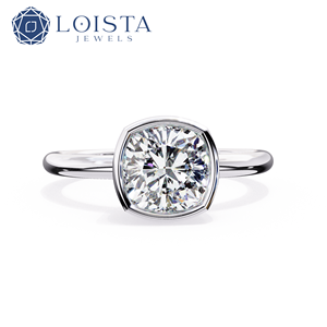 Anillo de compromiso de oro con diamante de laboratorio de corte cojín alargado para bodas - Product Image 2
