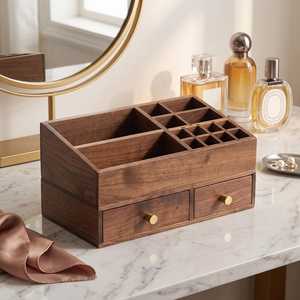 Low Cost Wooden Beauty Organizer <b>Box</b> for Cosmetics, Skincare Products, <b>Makeup</b> Tools and Accessories with Classic Rustic Handmade - Product Image 2
