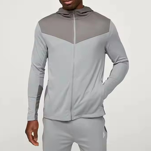 Conjunto Deportivo Gris con Capucha para Hombre, Bloques de Color, Manga Larga, Secado Rápido, Ropa Deportiva de Otoño, 100% Poliéster, Corte Regular - Product Image 4