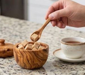 Bol à sel et à sucre en bois avec cuillère, artisanal, en bois naturel, outil pour herbes et épices, ustensile de cuisine, design durable pour une table élégante - Product Image 6