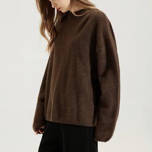 Womens Chocolate Brown Oversized Knitted Sweater Long Sleeve Crew Neck Pullover Casual Winter Top - Product Image 3