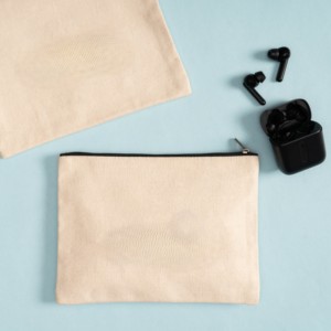 Custom Printed Cotton Canvas Zip Bag Eco Friendly Organizer Pouch Travel Cosmetic Stationery Storage <b>Case</b> - Product Image 6