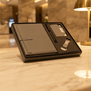 Set de Regalo Corporativo Premium Aurelux con Cuaderno Profesional de Tapa Dura Gris (192 Páginas) y Elegante Bolígrafo de Metal Negro - Product Image 4