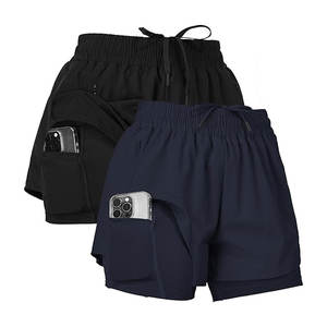 Shorts de sport pour femmes, lot de 2, shorts de compression en nylon haute performance avec doublure intégrée pour la course à pied, le yoga et l'entraînement - Product Image 4