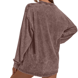 Camiseta de Mujer de Diseño Personalizado, Vintage, Manga Corta, Lavado Ácido, Holgada, Transpirable, Diseño OEM - Product Image 2